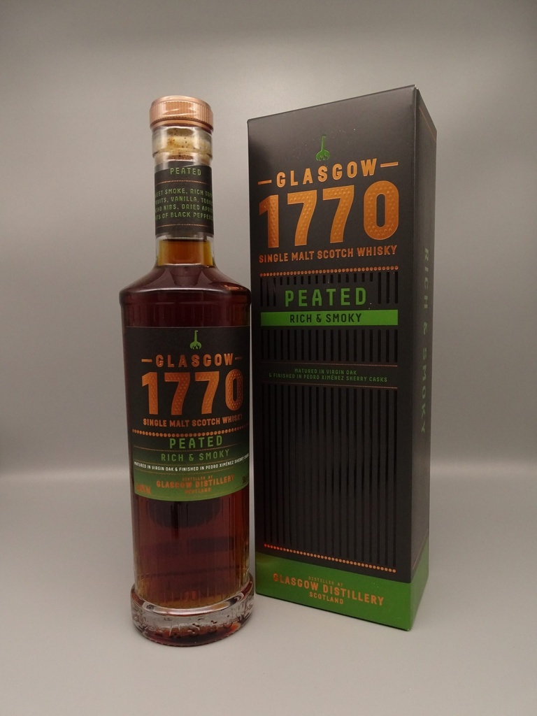 1770 Glasgow Distillery Single Malt Scotch Whisky Peated Rich & Smoky 46% 500ml