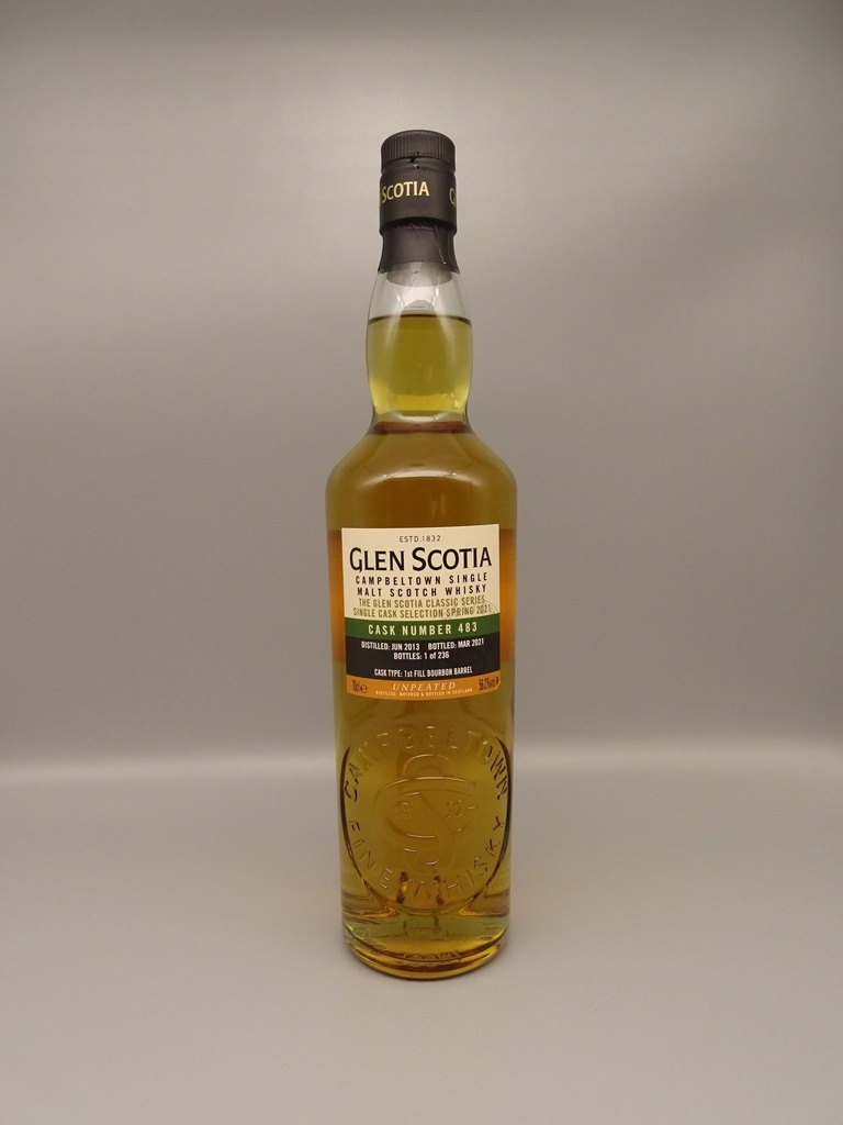 Glen Scotia Vintage 2013/2021 7yo Unpeated 1st Fill Ruby Bourbon Barrel 483 56,2%