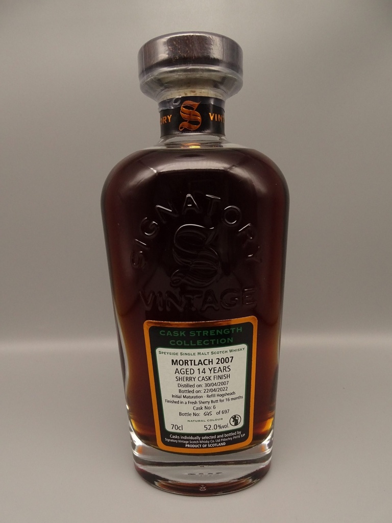 Mortlach 2007/2022 14yo 16 mths Fresh Sherry Butt Finish Cask No. 6 52,00%