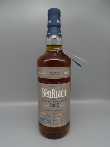 Benriach 2005/2017 12yo unpeated 1st Fill Oloroso Single-Butt #2565 58,8% Cask Strength